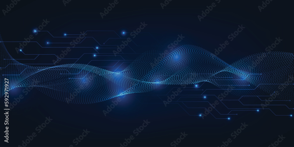 Abstract digital data communication futuristic technology background with wave wireframe structure.Artificial intelligence and big data technology concepts.Vector illustrations Abstract digital data communication futuristic technology background with wave wireframe structure.Artificial intelligence and big data technology concepts.Vector illustrations