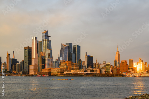 New York City Midtown Skyline with Sun Reflection from Hoboken, NJ