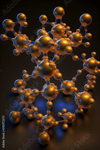 A digital model of a molecule, showing its atoms and chemical bonds. photo