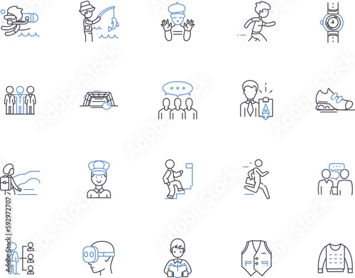 Boys outline icons collection. Boys, males, guys, teens, adolescents, youths, males vector and illustration concept set. males, men, guys linear signs