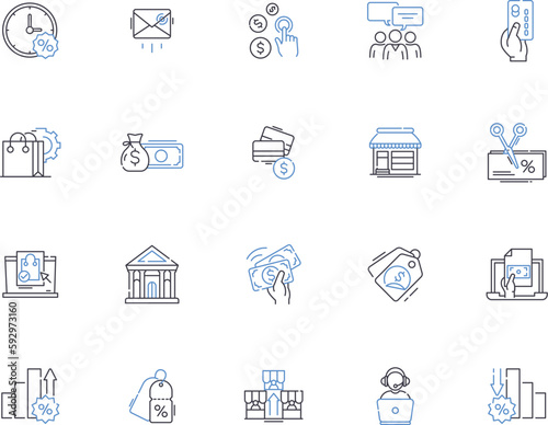 Customer Development outline icons collection. Customer, Development, Research, Interaction, Experience, Service, Support vector and illustration concept set. Satisfaction, Engagement, Perception