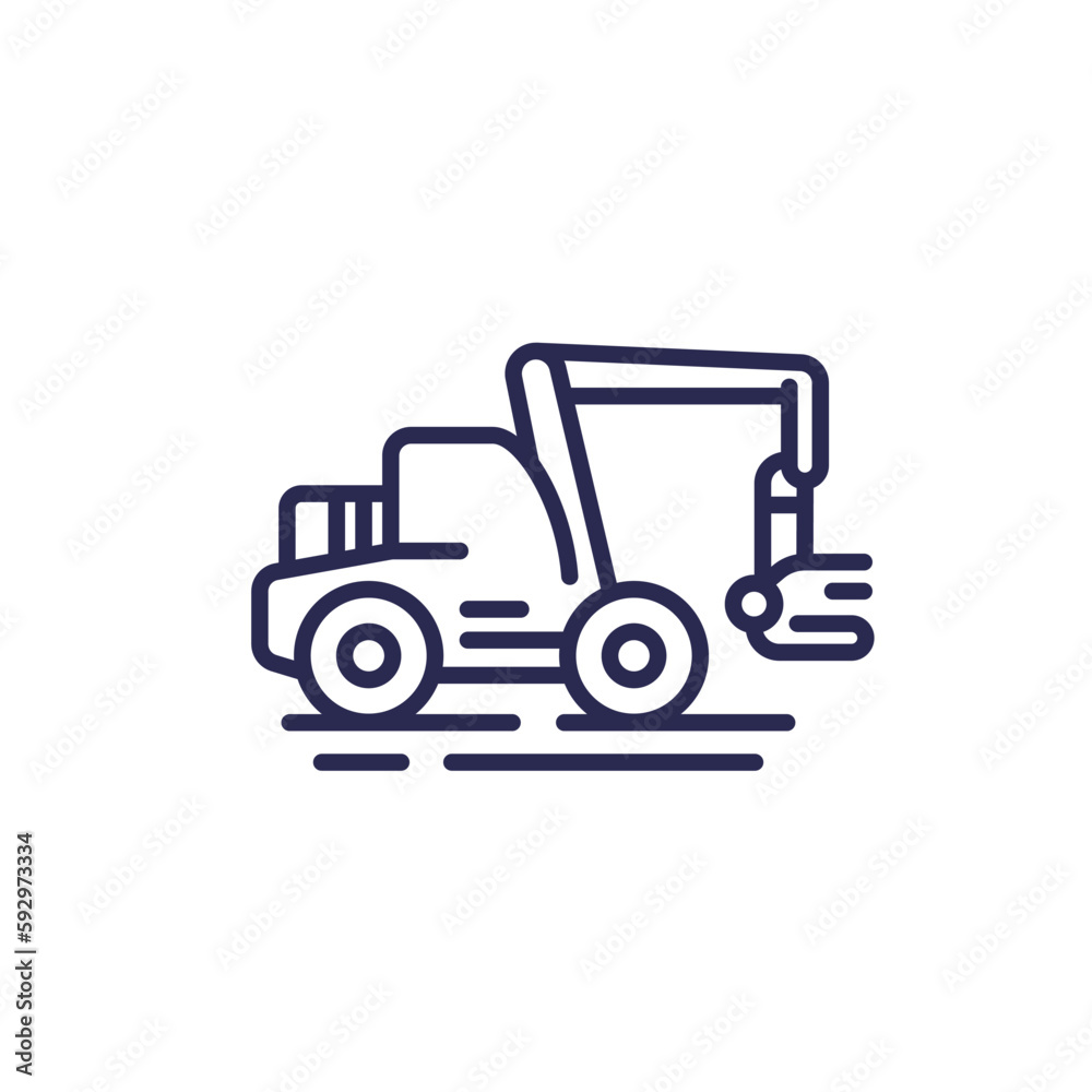 forest harvester line icon, vector