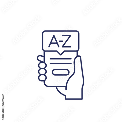dictionary mobile app line icon