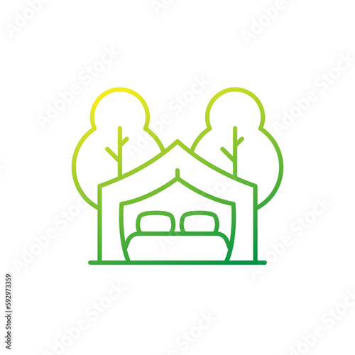 glamping line icon on white