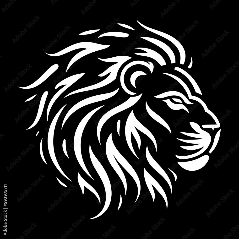 Black and White Lion Head for Logo Design