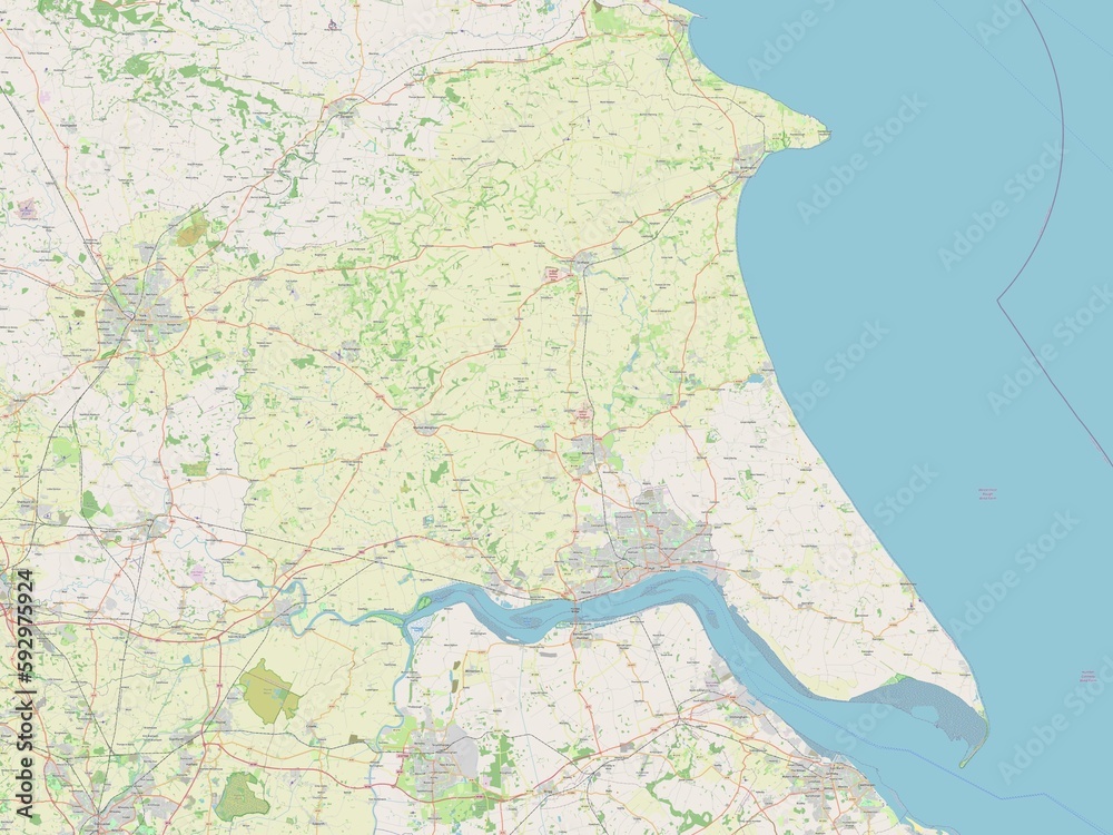 East Riding of Yorkshire, England - Great Britain. OSM. No legend