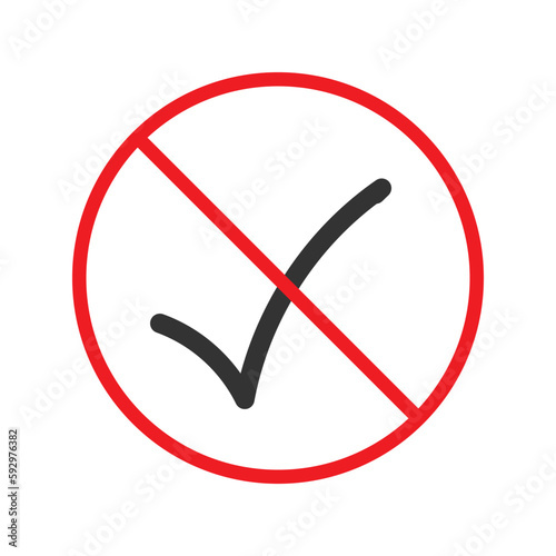No document checkmark icon. Forbidden file icon. No checkmark vector sign. Prohibited editing vector icon. Warning, caution, attention, restriction flat sign design. Do not edit. UX UI icon
