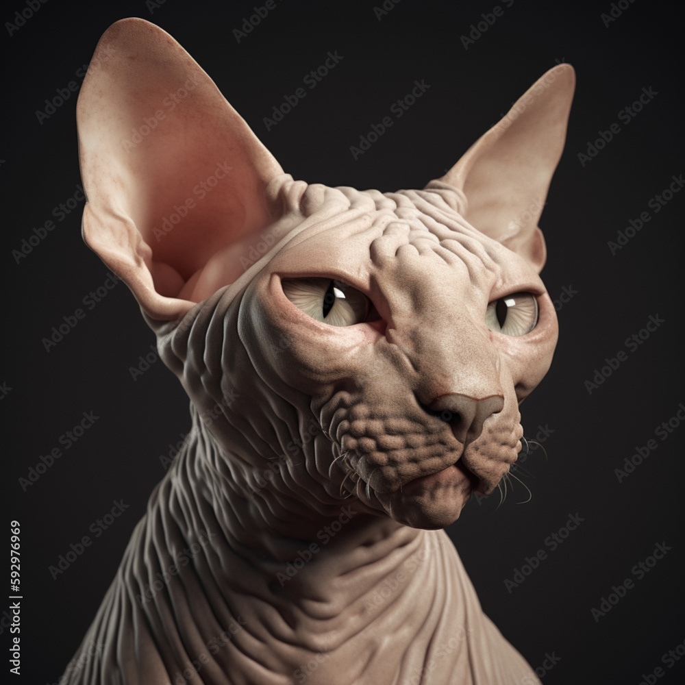 cute Sphynx cat looks into the cam, ai generated