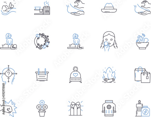 Beauty makeup outline icons collection. Beauty, Makeup, Cosmetics, Eyeshadow, Foundation, Mascara, Lipstick vector and illustration concept set. Blush, Contour, Highlight linear signs