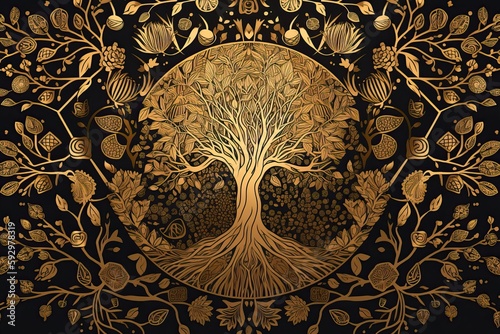 Tree of Life Mandala. Generative AI
