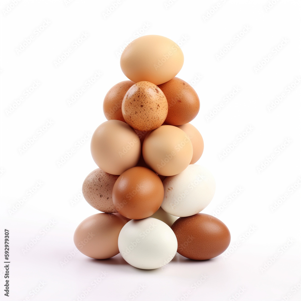 Stack of eggs, white and brown natural colors, Generative AI Stack of eggs, white and brown natural colors, Generative AI