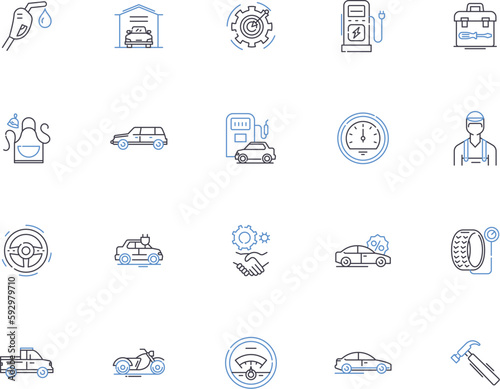 Call center outline icons collection. Call center, Telephone, Helpdesk, Voicemail, Hotline, Operator, Service center vector and illustration concept set. Console, Automation, Digital linear signs