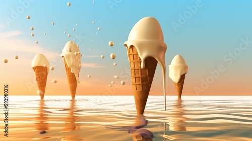 Generative ai of abstract dripping ice cream background