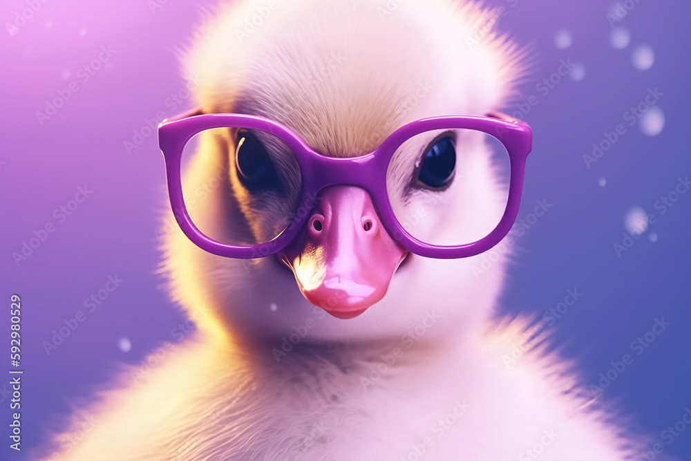 Duckling in Glasses: AI-generated Photo