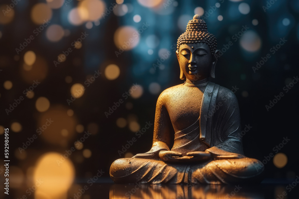  Buddha meditating on lotuses, generative AI