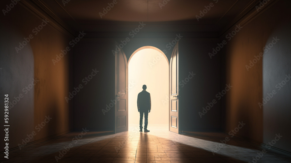 Obraz premium A man standing in front of a doorway
