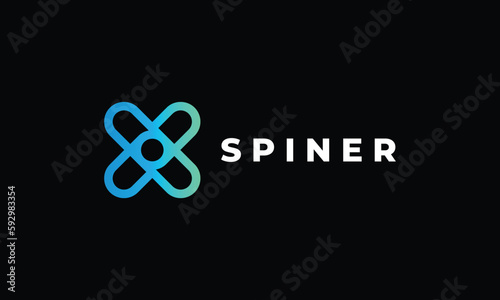 Spinner logo vector minimalist design icon rotation circle spinning fun play games toys