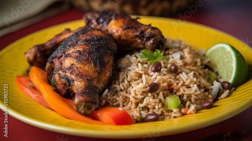 Jerk Chicken and Rice - A traditional Jamaican dish that's packed with flavor
