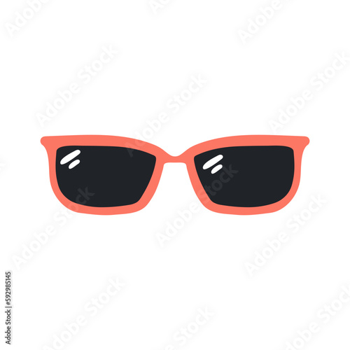 Sunglasses, shades hand drawn illustration. Cartoon style flat design, isolated vector. Summer print, seasonal element, holidays, vacations, beach, pool party