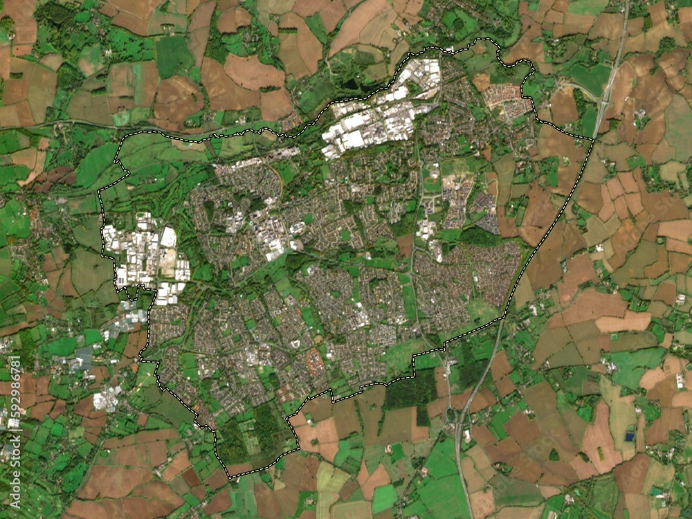 Harlow, England - Great Britain. Low-res satellite. No legend