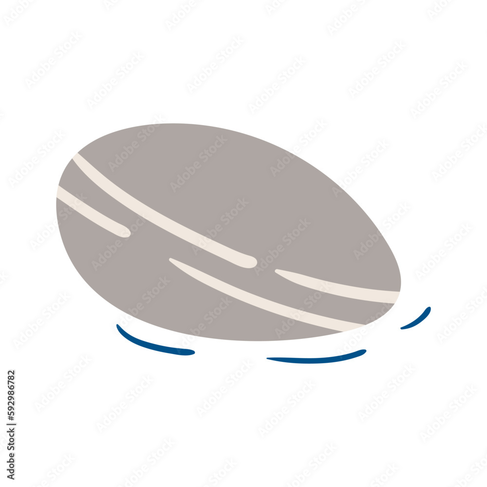 Rock, pebble hand drawn illustration. Cartoon style flat design, isolated vector. Seasonal kids summer print, holidays, vacations, beach, landscape, sea, ocean scene element Rock, pebble hand drawn illustration. Cartoon style flat design, isolated vector. Seasonal kids summer print, holidays, vacations, beach, landscape, sea, ocean scene element