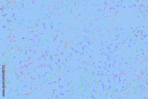 Scattered colored confetti on a light blue background