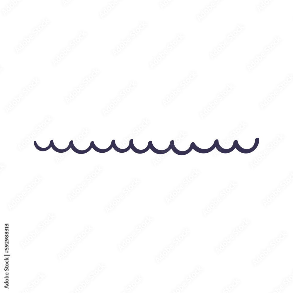 Sea, ocean wave hand drawn doodle illustration. Cartoon style flat design, isolated vector. Seasonal kids summer print, holidays, vacations, beach, landscape, scene element Sea, ocean wave hand drawn doodle illustration. Cartoon style flat design, isolated vector. Seasonal kids summer print, holidays, vacations, beach, landscape, scene element