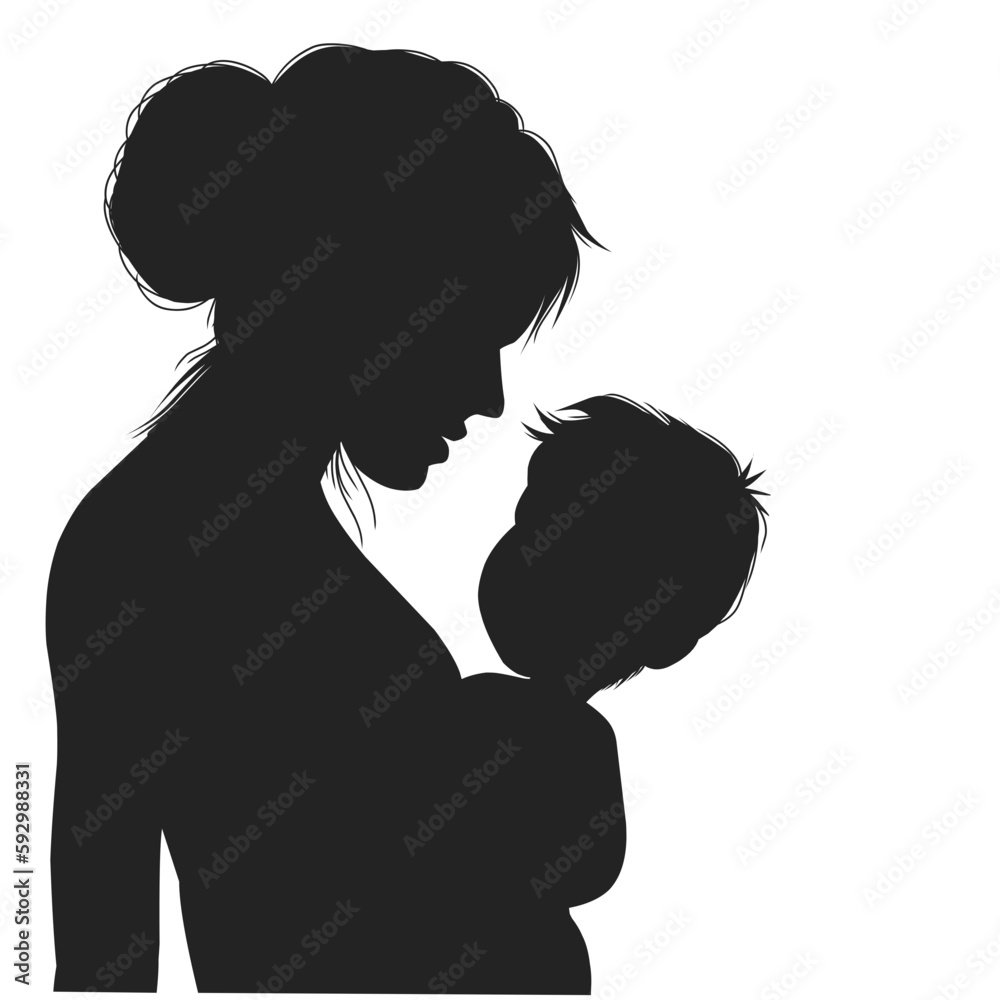 Silhouette mother and child