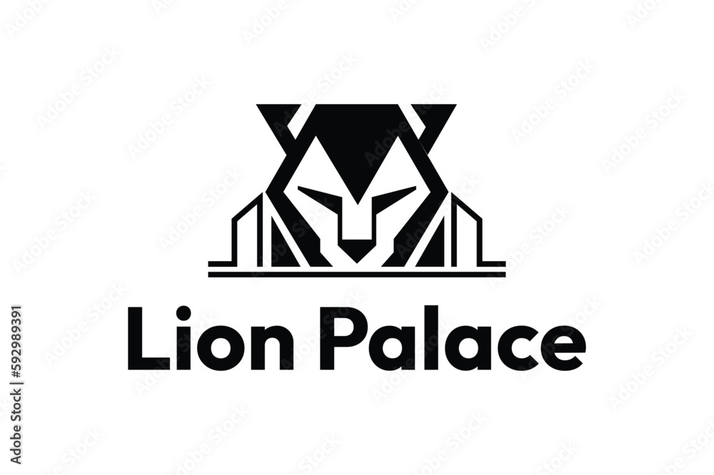 lion palace wordmark minimal creative vector logo design template lion palace wordmark minimal creative vector logo design template