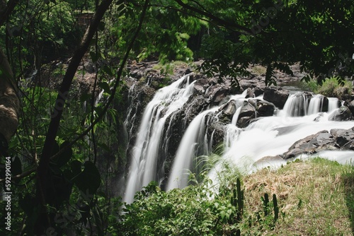 Scenic shot of a waterfall in a forest, cool for the background