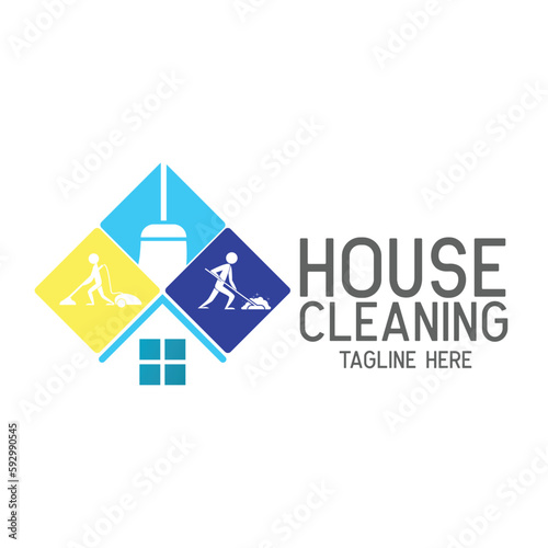 Cleaning service logo with text space for your slogan, tagline, vector illustration