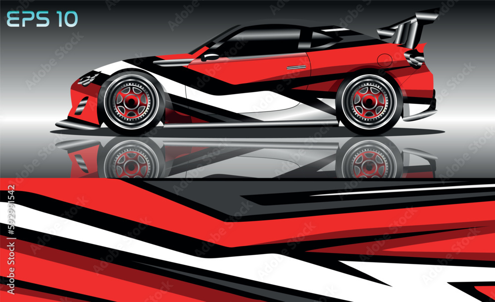 Race car wrap decal designs. Abstract racing and sport background for car livery or daily use car vinyl sticker