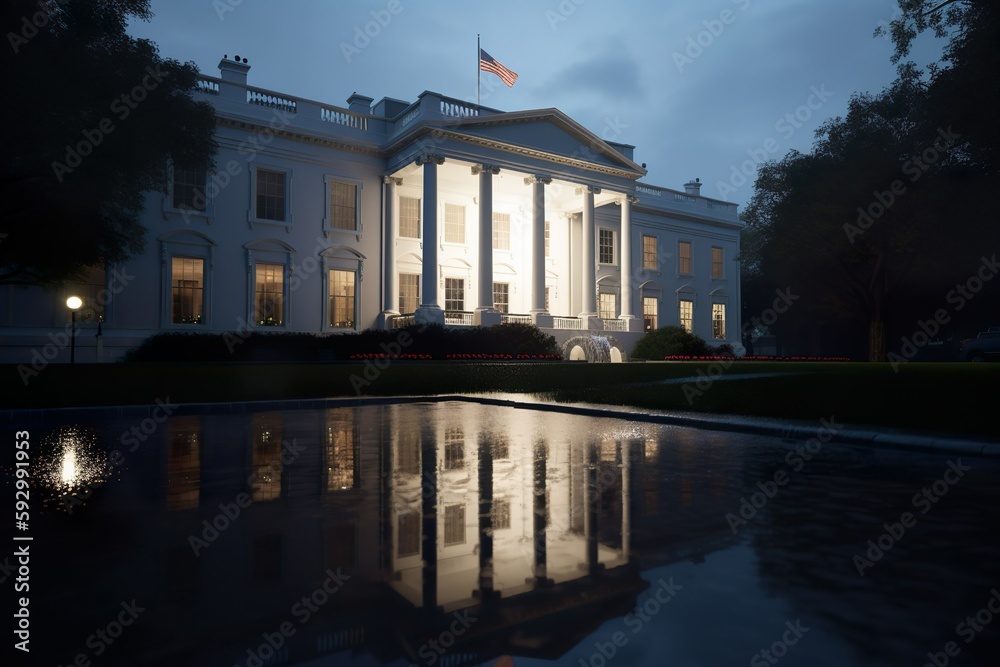 Naklejka premium Illuminated White House