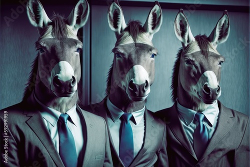 donkey face businessmen banner fun and unique concept for business generative ai