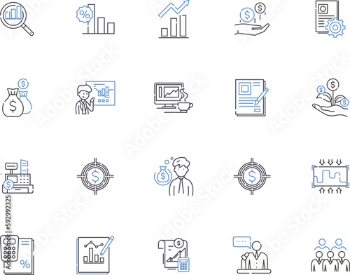 Audit outline icons collection. Auditing, Assessments, Testing, Examination, Evaluation, Analysis, Reviews vector and illustration concept set. Investigations, Compliance, Inspections linear signs