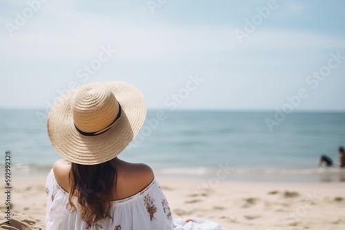 woman on the beach in summer