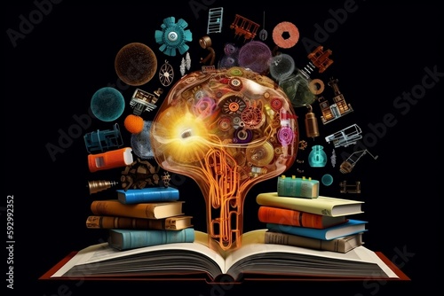 background with book and brain intelligence