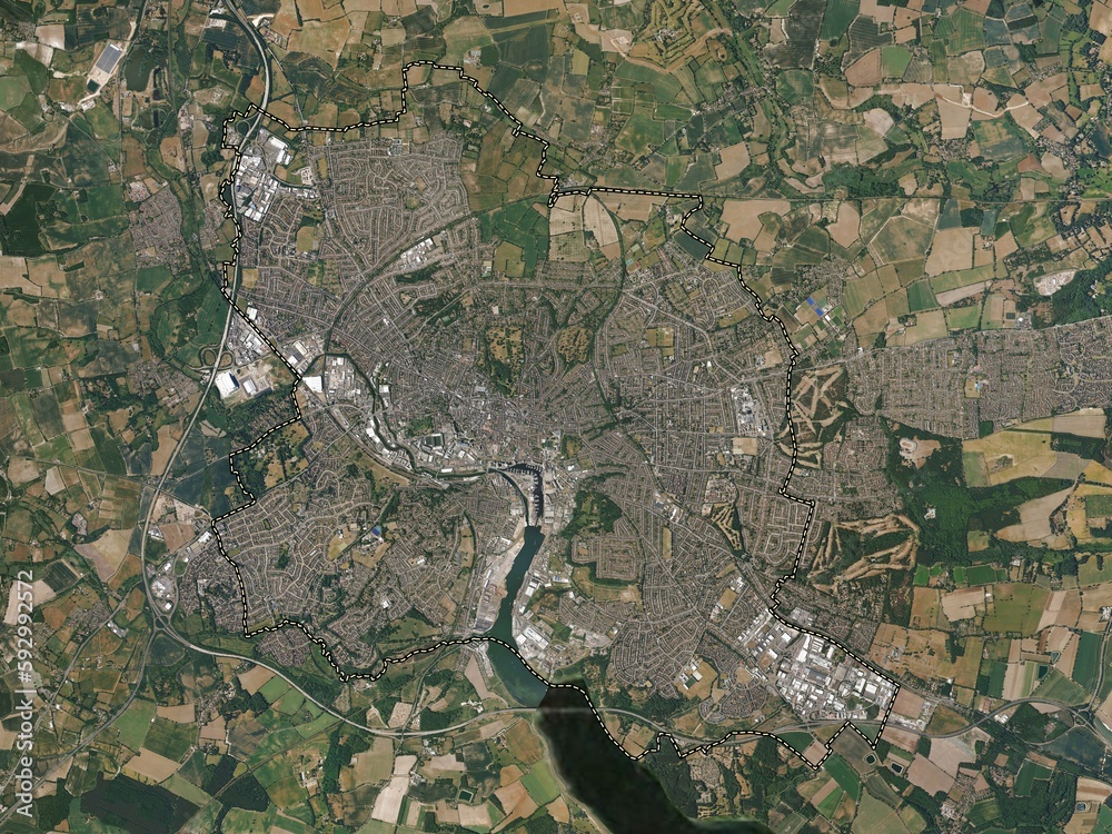 Ipswich, England - Great Britain. High-res satellite. No legend