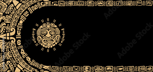 Frame of symbols, letters, and images of the  ancient Mayan civilizations