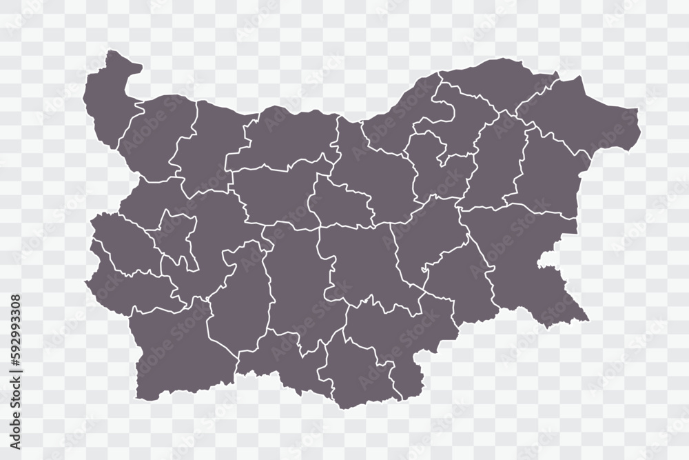 Bulgaria Map Grey Color on White Background quality files Png