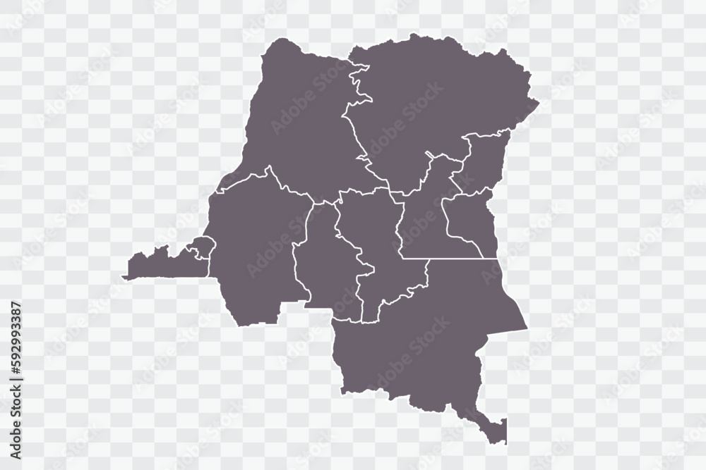 congo DR Map Grey Color on White Background quality files Png