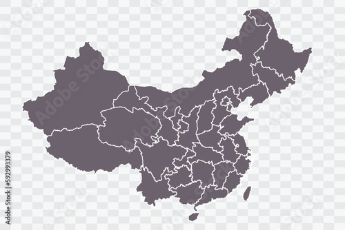 China Map Grey Color on White Background quality files Png