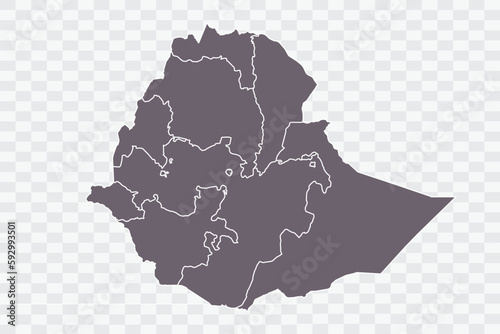 Ethiopia Map Grey Color on White Background quality files Png