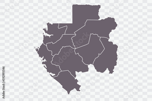 Gabon Map Grey Color on White Background quality files Png