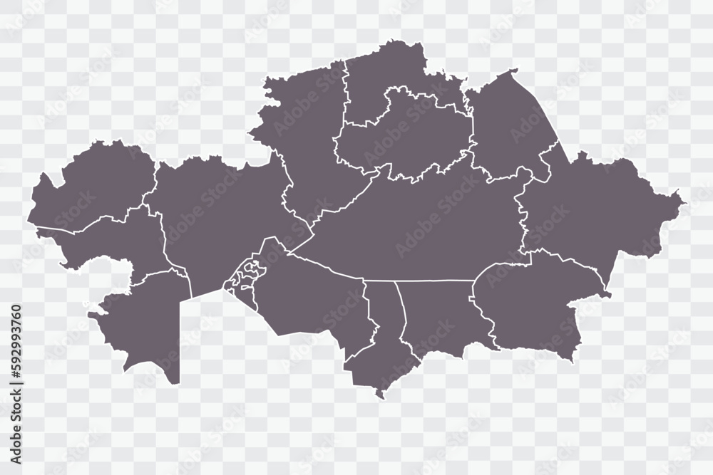 Kazakhstan Map Grey Color on White Background quality files Png