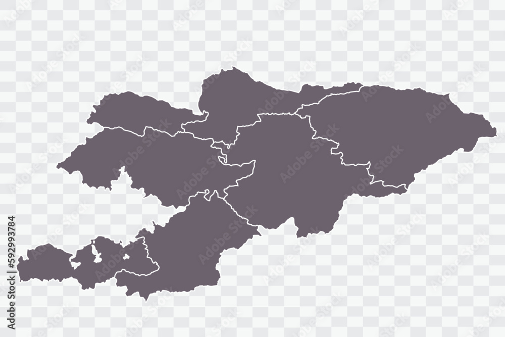 Kyrgyzstan Map Grey Color on White Background quality files Png