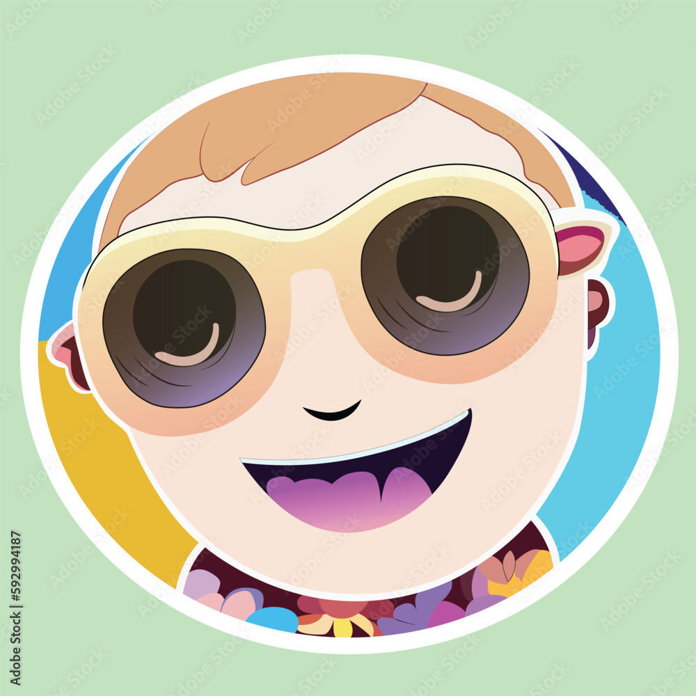 cute kawaii circle stickers Stock Vector | Adobe Stock