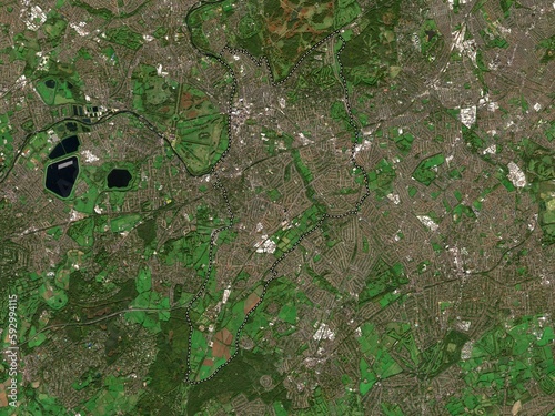 Royal Borough of Kingston upon Thames, England - Great Britain. Low-res satellite. No legend photo