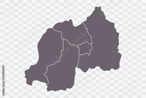 Rwanda Map Grey Color on White Background quality files Png