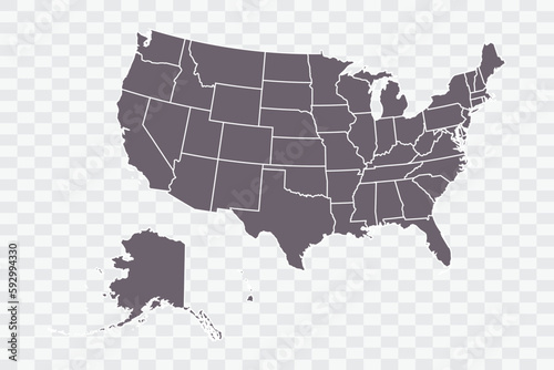 USA Map Grey Color on White Background quality files Png